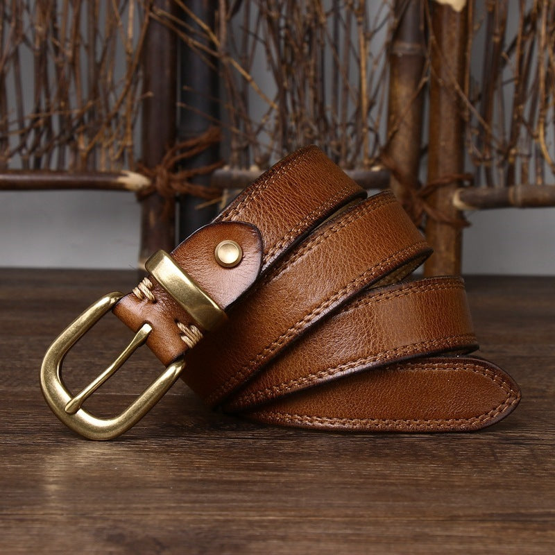 Women’s Genuine Leather Belt in Top-Grain Cowhide with Pin Buckle