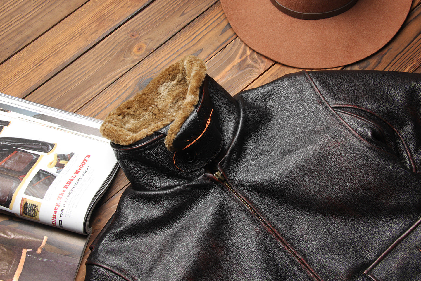 Men Leather Jacket Distressed Aviator Pilot