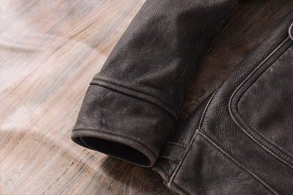 Washed Vintage Men’s Genuine Leather Jacket