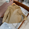 Women round neck sheepskin leather blazer jacket