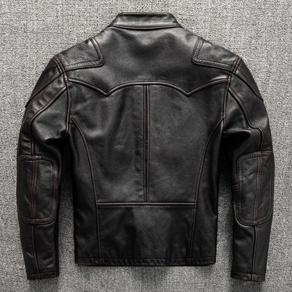 Men’s Heavyweight Genuine Leather Biker Jacket