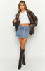 Women's Brown Oversized Faux Leather Jacket Loose Fit