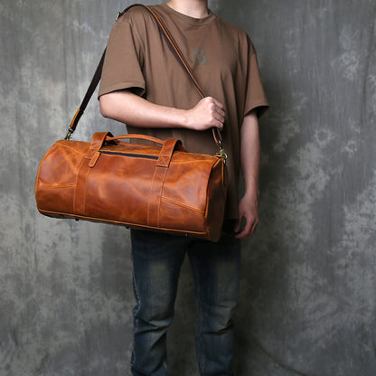 Retro crazy horse leather travel duffel bag