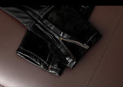 Black leather motorcycle riding pants