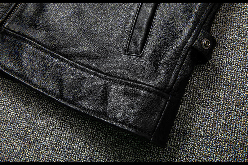 Men’s Genuine Calfskin Black Leather Jacket