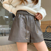Genuine sheepskin wide leg women leather shorts