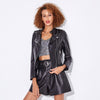 Women slim fit cropped leather biker jacket