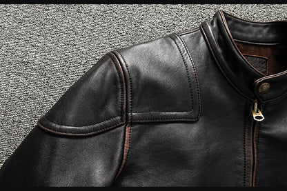 Men’s Heavyweight Genuine Leather Biker Jacket