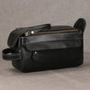 Leather Dopp Kit for Men in Black Top-Grain Cowhide