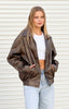 Women's Brown Oversized Faux Leather Jacket Loose Fit