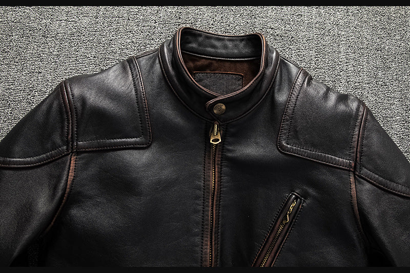 Men’s Heavyweight Genuine Leather Biker Jacket
