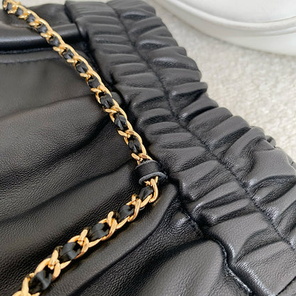 Genuine sheepskin wide leg women leather shorts