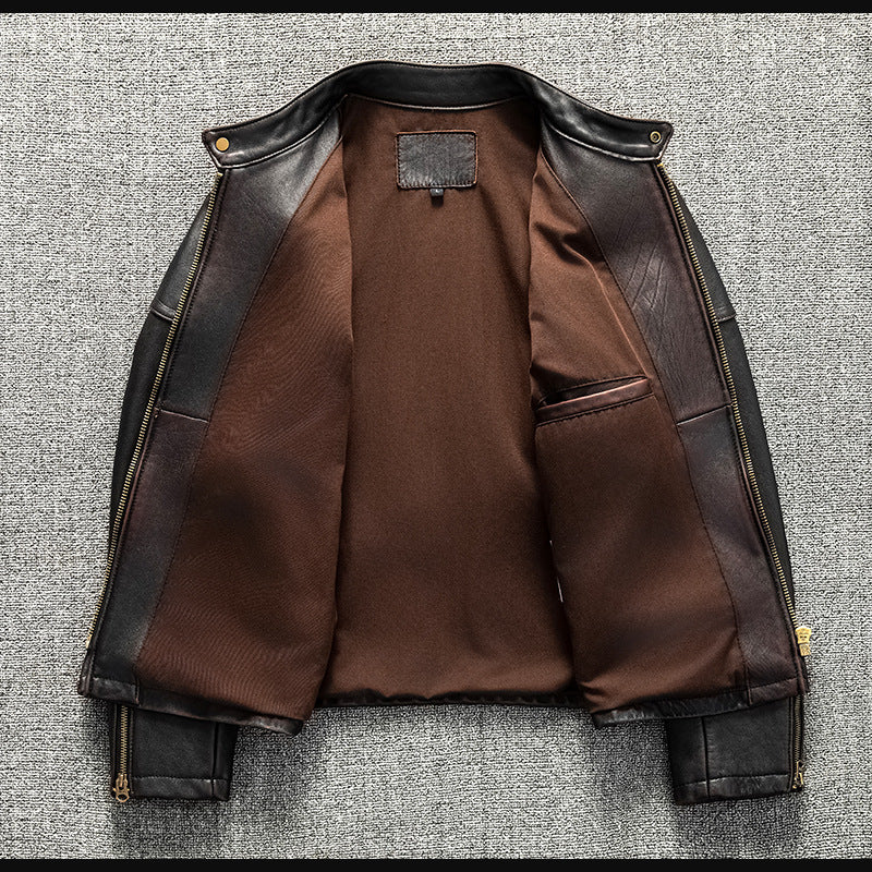 Men’s Heavyweight Genuine Leather Biker Jacket