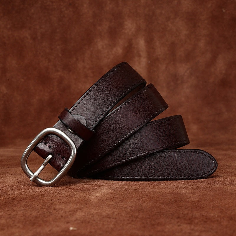 Women’s Leather Jeans Belt with Removable Pin Buckle