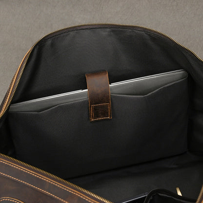 Men’s full-grain leather travel duffle bag