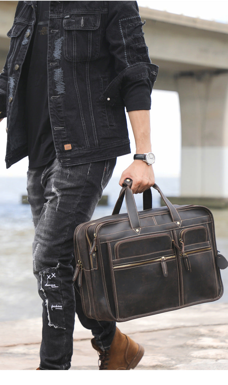 Men’s Vintage Top Grain Leather Office Messenger Bag