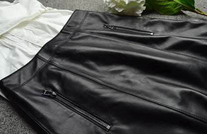 Women A-Line Genuine Sheepskin Leather Skirt