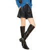 Relaxed fit genuine leather shorts women