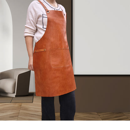 Genuine Leather Cooks Apron with Cross Back Straps