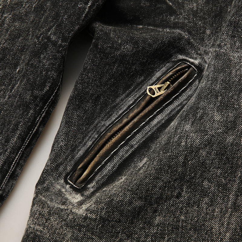 Retro venom patchwork denim jacket