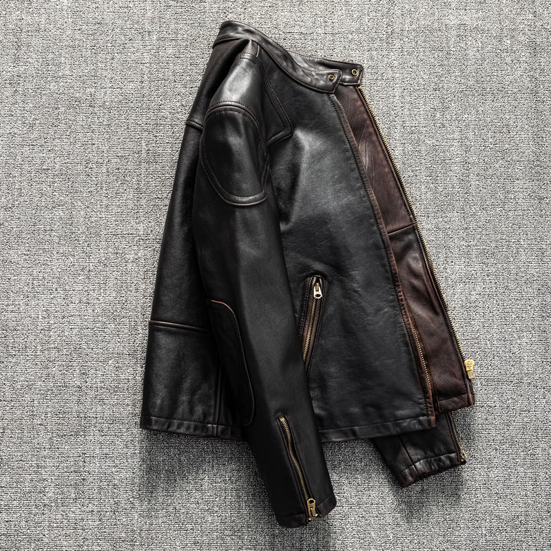 Men’s Heavyweight Genuine Leather Biker Jacket