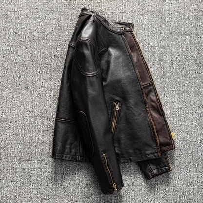 Men’s Heavyweight Genuine Leather Biker Jacket