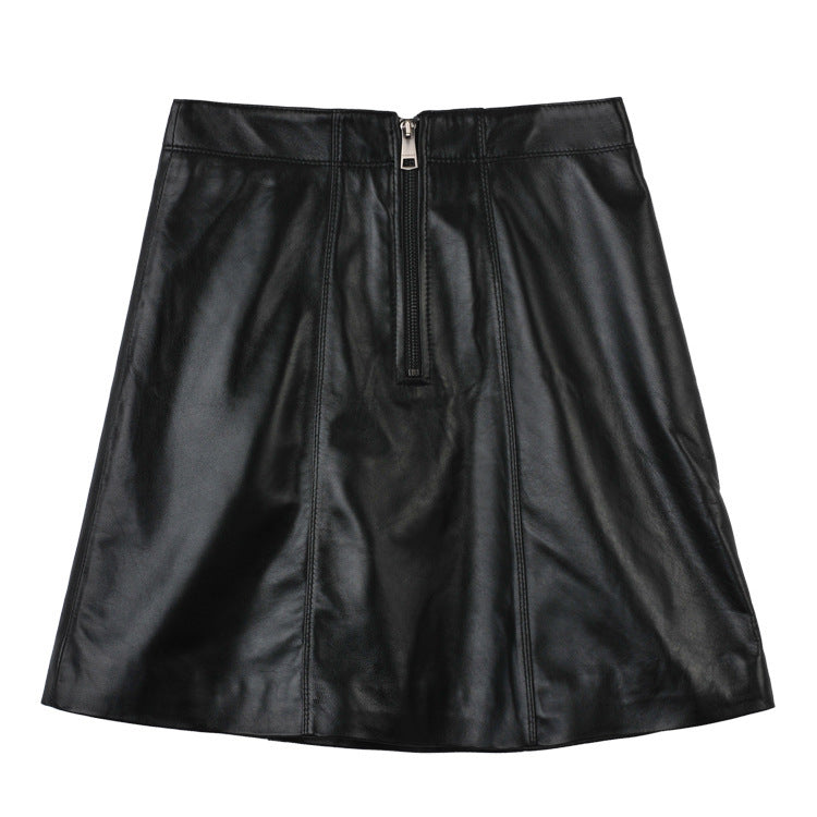 Women A-Line Genuine Sheepskin Leather Skirt