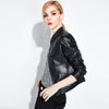 Black slim fit genuine leather jacket women