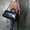 Men’s leather travel overnight duffel bag