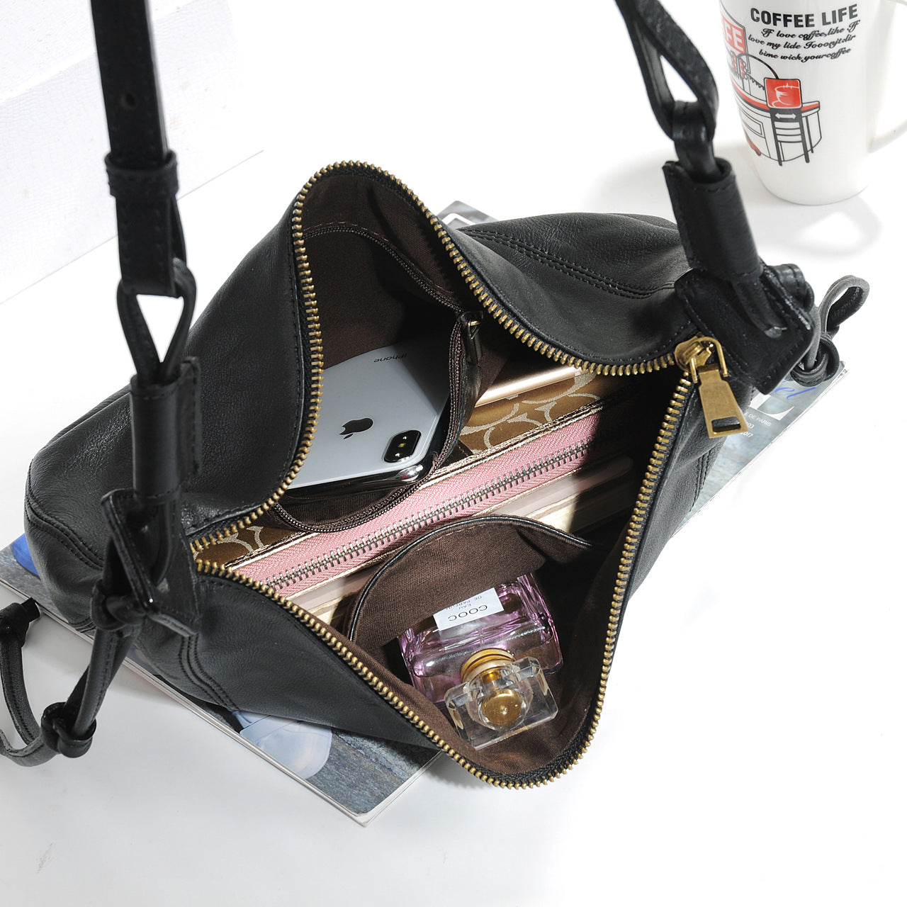 Women Soft Leather Dumpling Tote Crossbody Bag