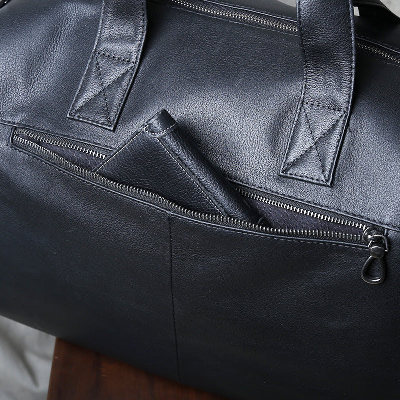 Men’s full grain leather travel duffel bag