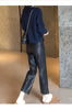 Women black high waisted faux leather pants