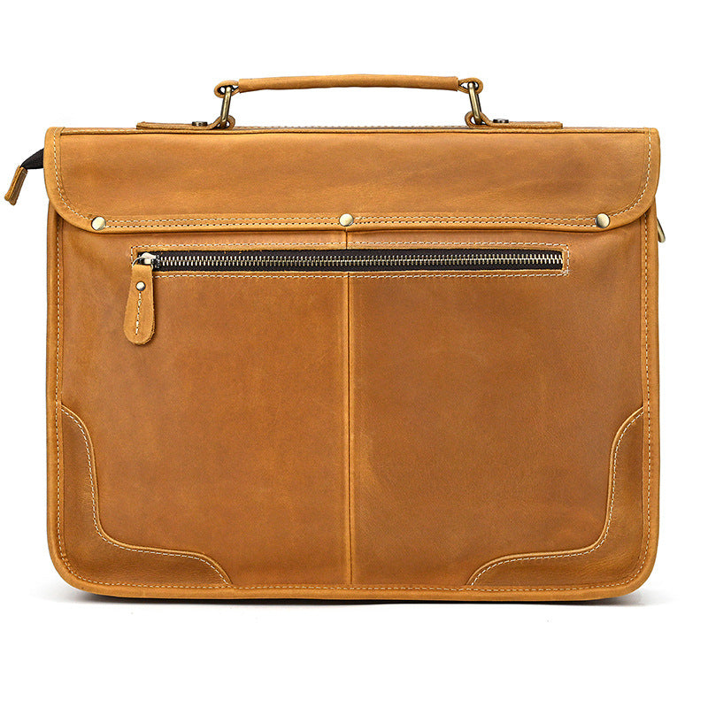 Retro crazy horse leather men briefcase