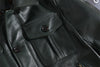 Men Green Tumbled Cowhide Military Leather Jacket