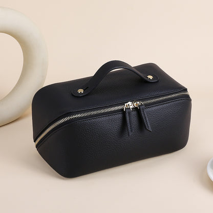 Women's Leather Toiletry Bag with Divided Cosmetic Organizer