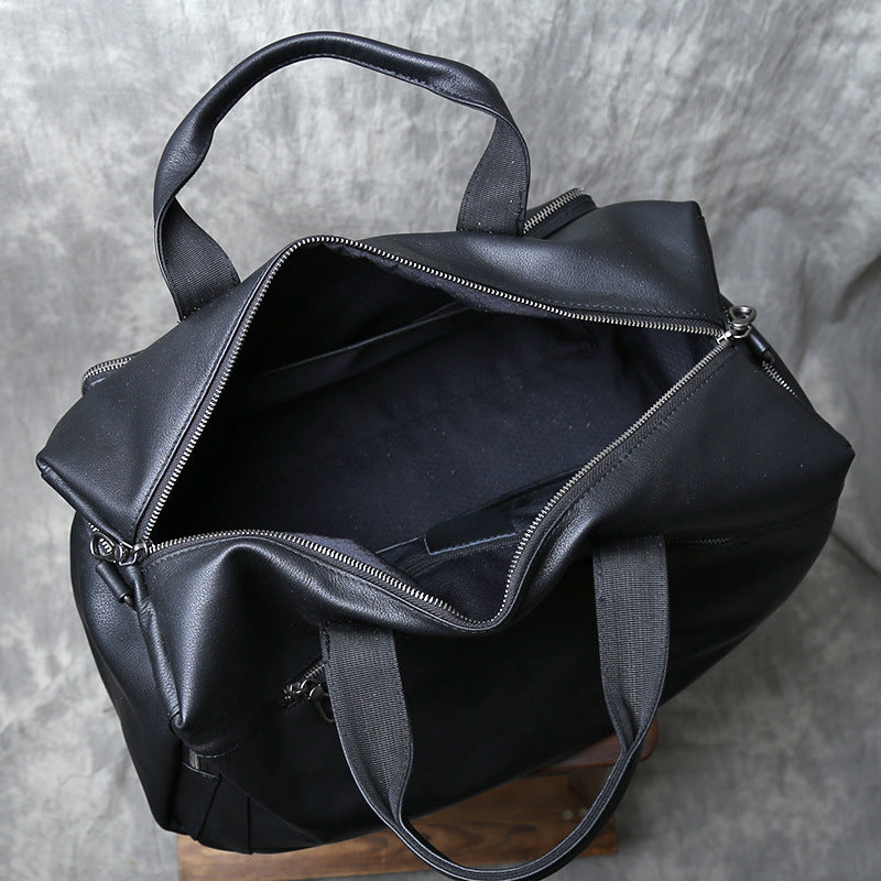 Men’s full grain leather travel duffel bag