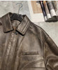 Women Oversized Brown Leather Moto Jacket