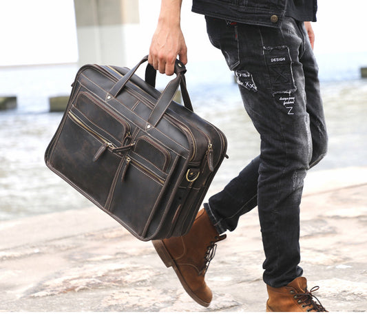 Men’s Vintage Top Grain Leather Office Messenger Bag