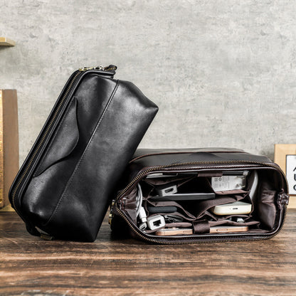 Men's Leather Dopp Kit with Multi-Compartment Organizer