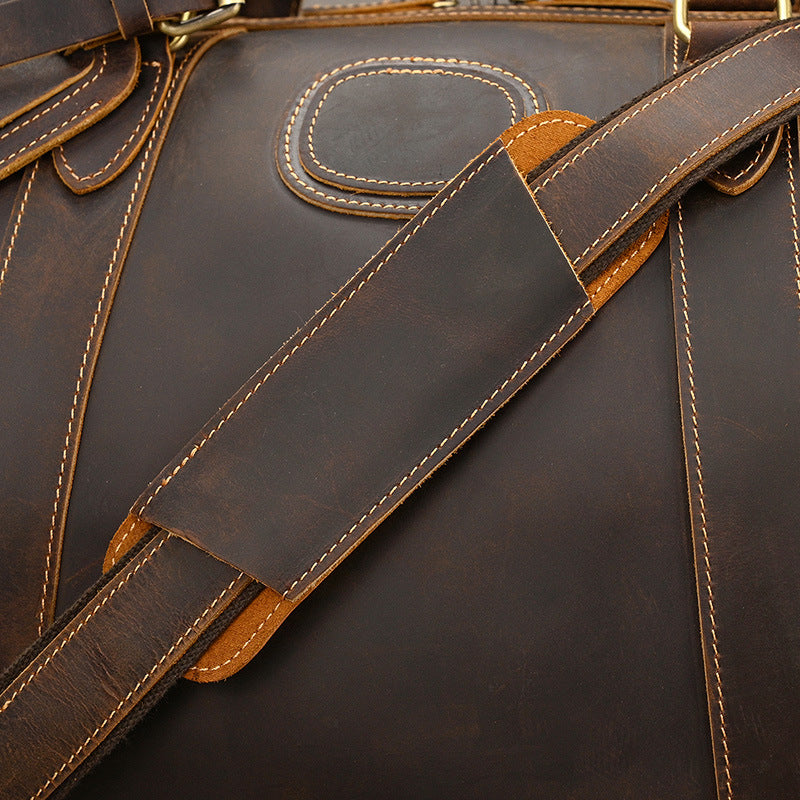 Men’s full-grain leather travel duffle bag