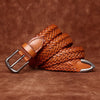 Womens Woven Belt in Top-Grain Leather with Pin Buckle