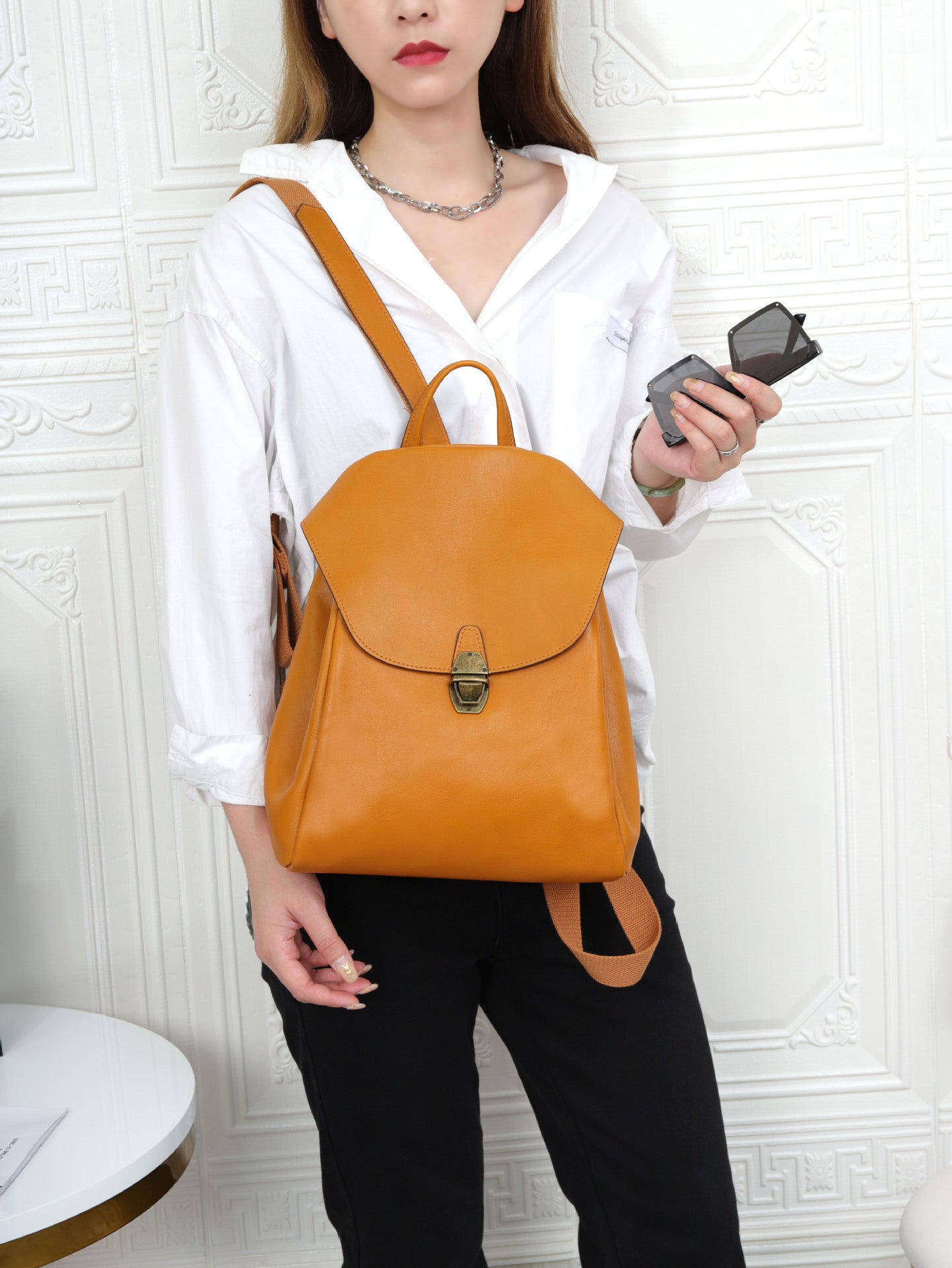 Real leather backpack bags for womens