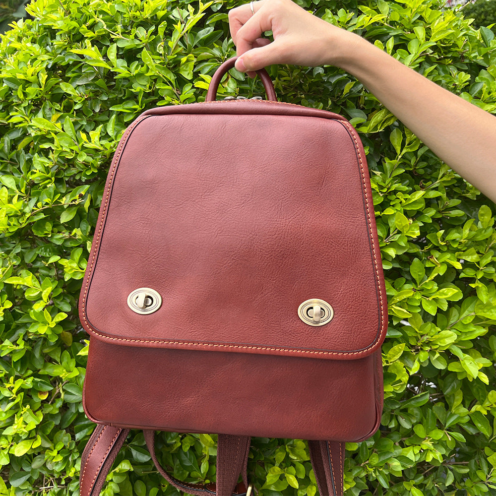 Genuine cowhide leather backpack for women