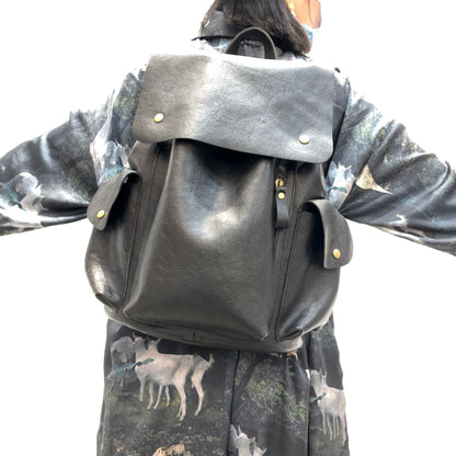 Retro genuine leather women backpack bag