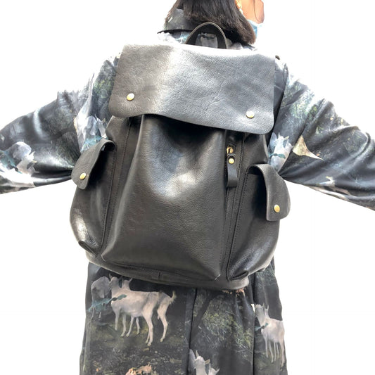 Retro genuine leather women backpack bag