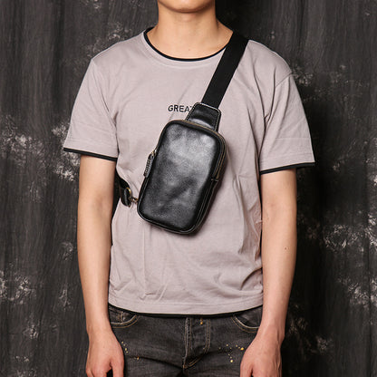 Cowhide leather crossbody chest sling bag