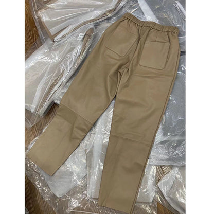 Genuine sheepskin cropped leather pants