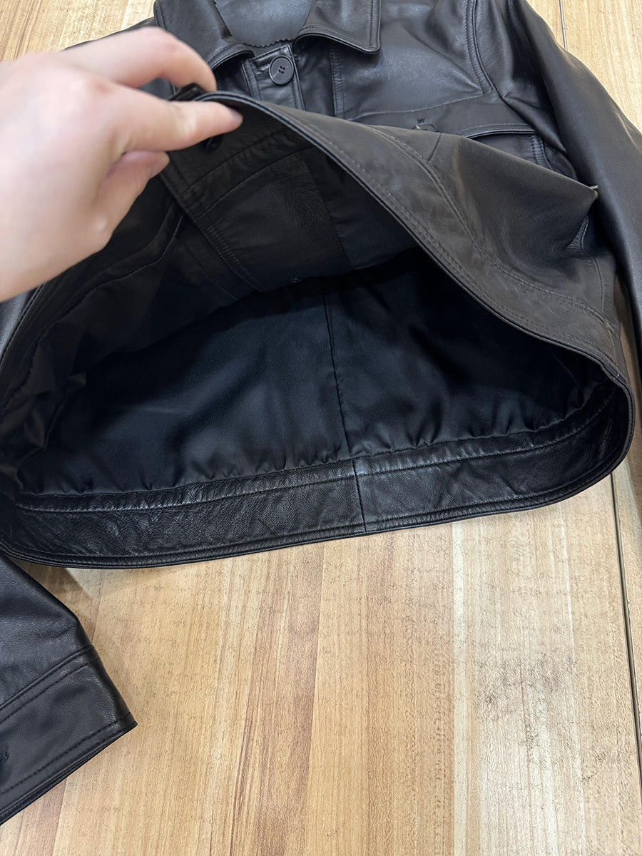 Genuine leather workwear jacket