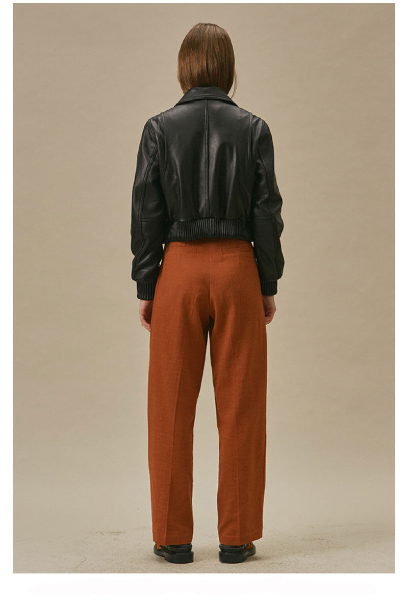 Women's Black Slim Fit Leather Baseball Style Jacket