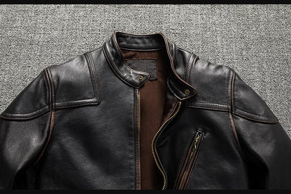 Men’s Heavyweight Genuine Leather Biker Jacket